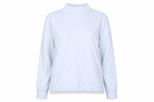 Lands' End Women's Blue Mock Neck Long Sleeve Cotton Top M