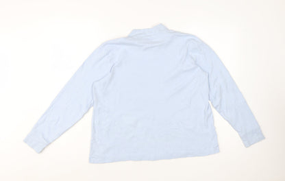 Lands' End Women's Blue Mock Neck Long Sleeve Cotton Top M