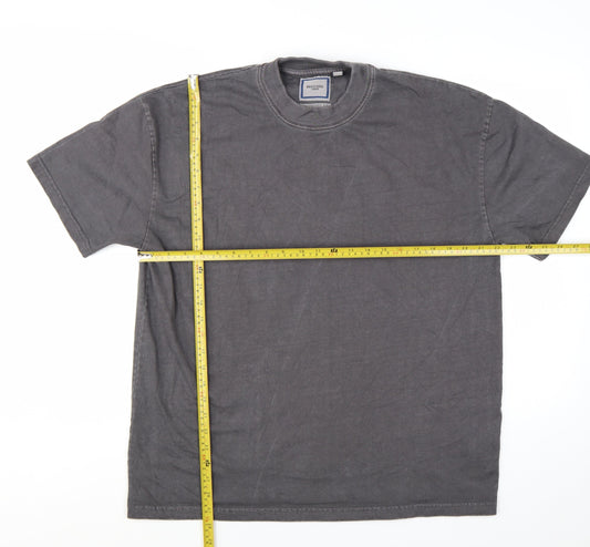 Brave Soul Men's Grey Oversized Fit Cotton Crew Neck T-Shirt Size M