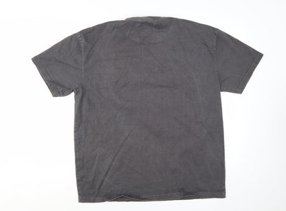 Brave Soul Men's Grey Oversized Fit Cotton Crew Neck T-Shirt Size M