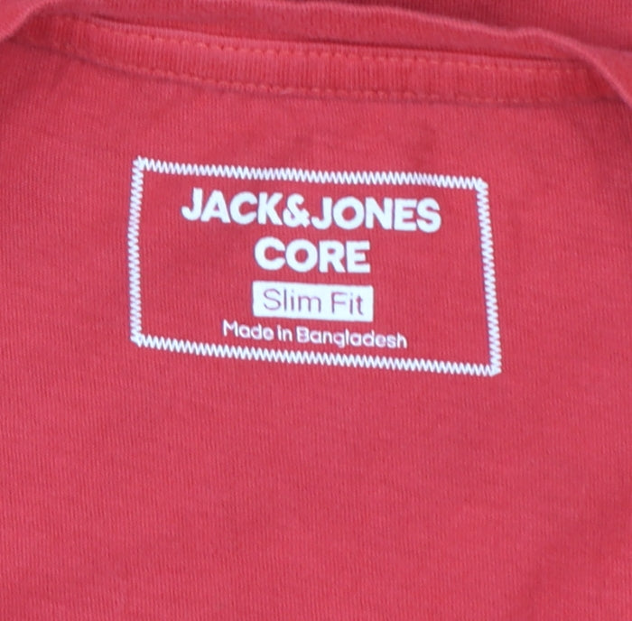 Jack & Jones Men’s Red Slim Fit Graphic Print T-Shirt Size M
