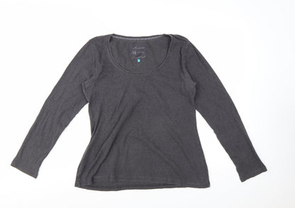 White Stuff Women's Grey Long Sleeve Cotton Basic T-Shirt Size 14