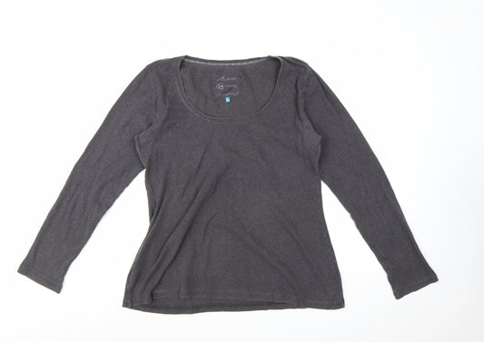 White Stuff Women's Grey Long Sleeve Cotton Basic T-Shirt Size 14