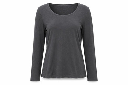 White Stuff Women's Grey Long Sleeve Cotton Basic T-Shirt Size 14