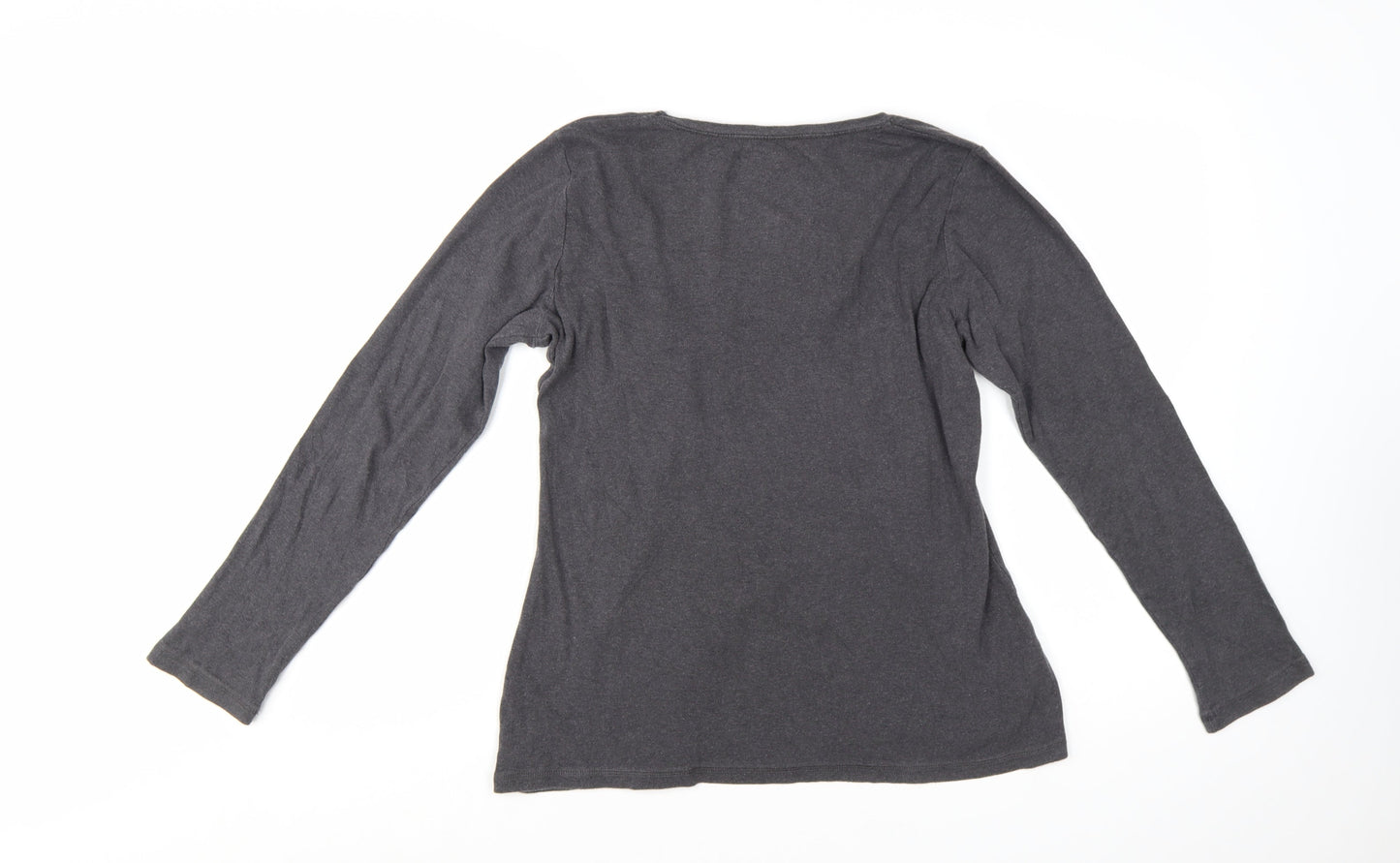 White Stuff Women's Grey Long Sleeve Cotton Basic T-Shirt Size 14