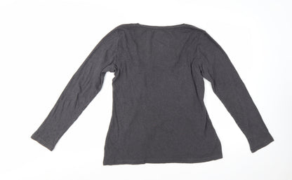White Stuff Women's Grey Long Sleeve Cotton Basic T-Shirt Size 14
