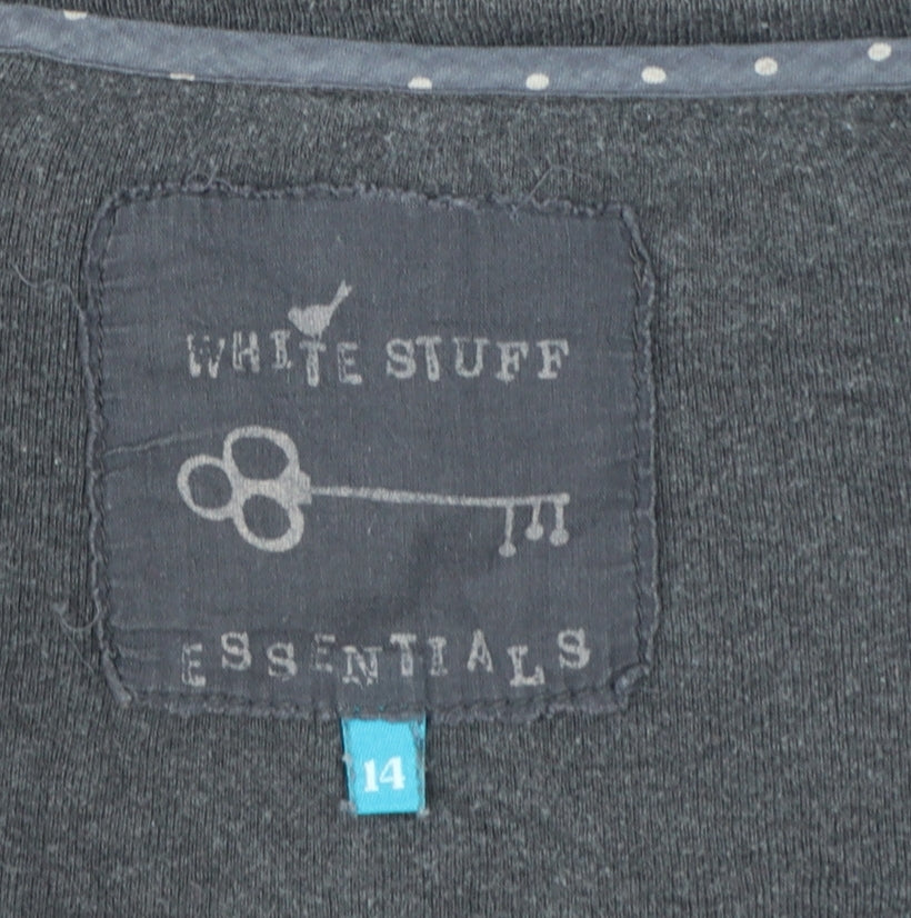 White Stuff Women's Grey Long Sleeve Cotton Basic T-Shirt Size 14