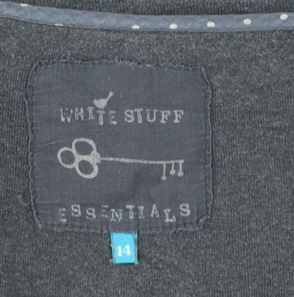 White Stuff Women's Grey Long Sleeve Cotton Basic T-Shirt Size 14