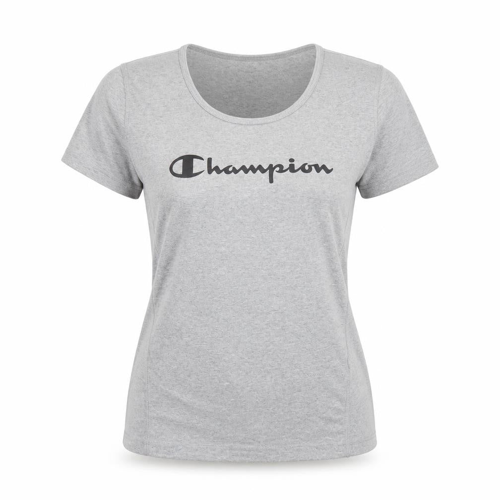 Champion Womens Grey Basic Jersey T-Shirt L Slim Fit Casual Top