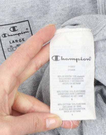 Champion Womens Grey Basic Jersey T-Shirt L Slim Fit Casual Top