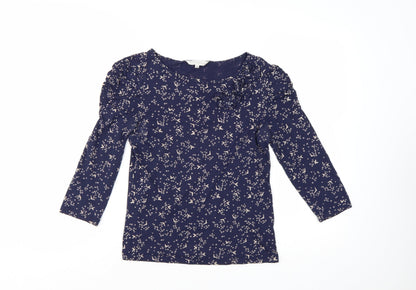 Rocha John Rocha Women's Blue Floral Ruffle 3/4 Sleeve Top Size 10