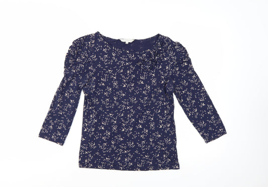 Rocha John Rocha Women's Blue Floral Ruffle 3/4 Sleeve Top Size 10