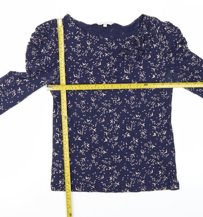 Rocha John Rocha Women's Blue Floral Ruffle 3/4 Sleeve Top Size 10