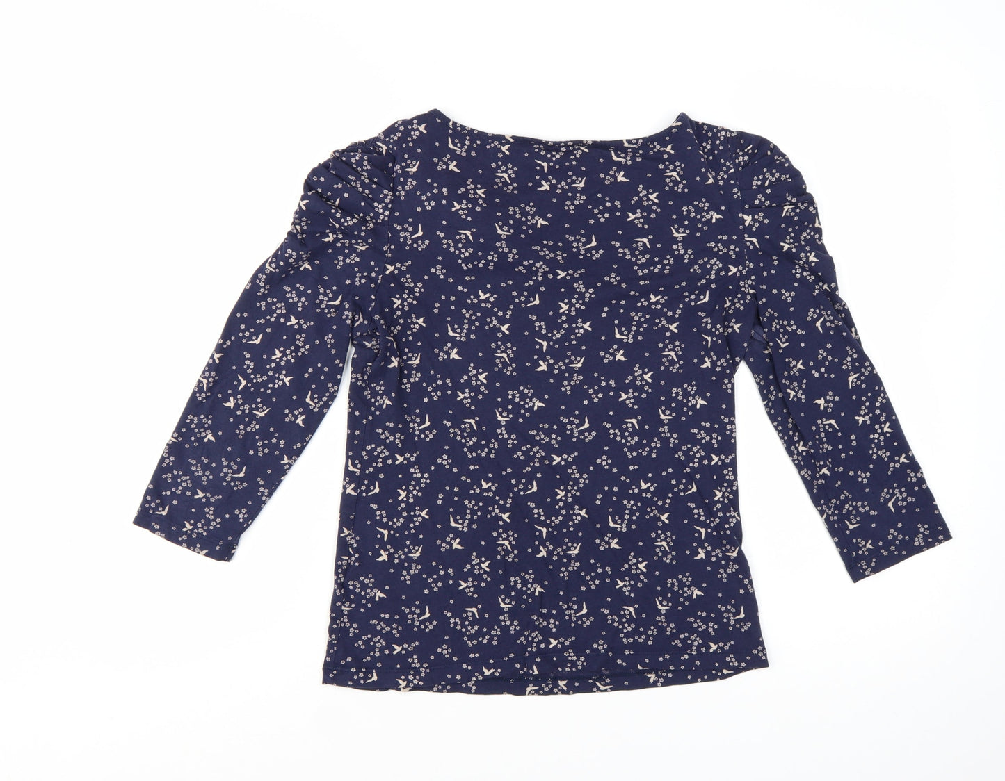 Rocha John Rocha Women's Blue Floral Ruffle 3/4 Sleeve Top Size 10