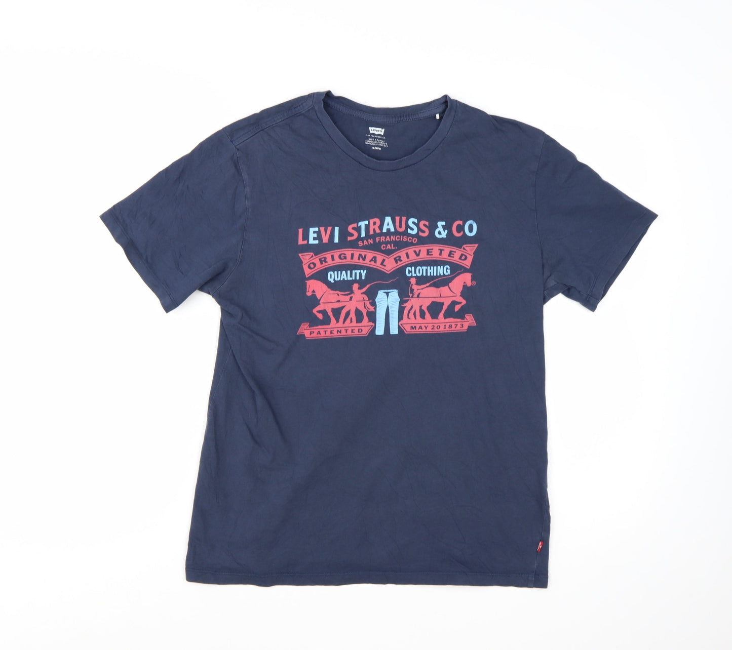 Levi's Men's Blue Graphic Logo Short Sleeve Cotton T-Shirt Size M