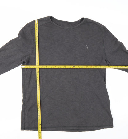 AllSaints Men's Grey Long Sleeve Crew Neck Cotton T-Shirt M