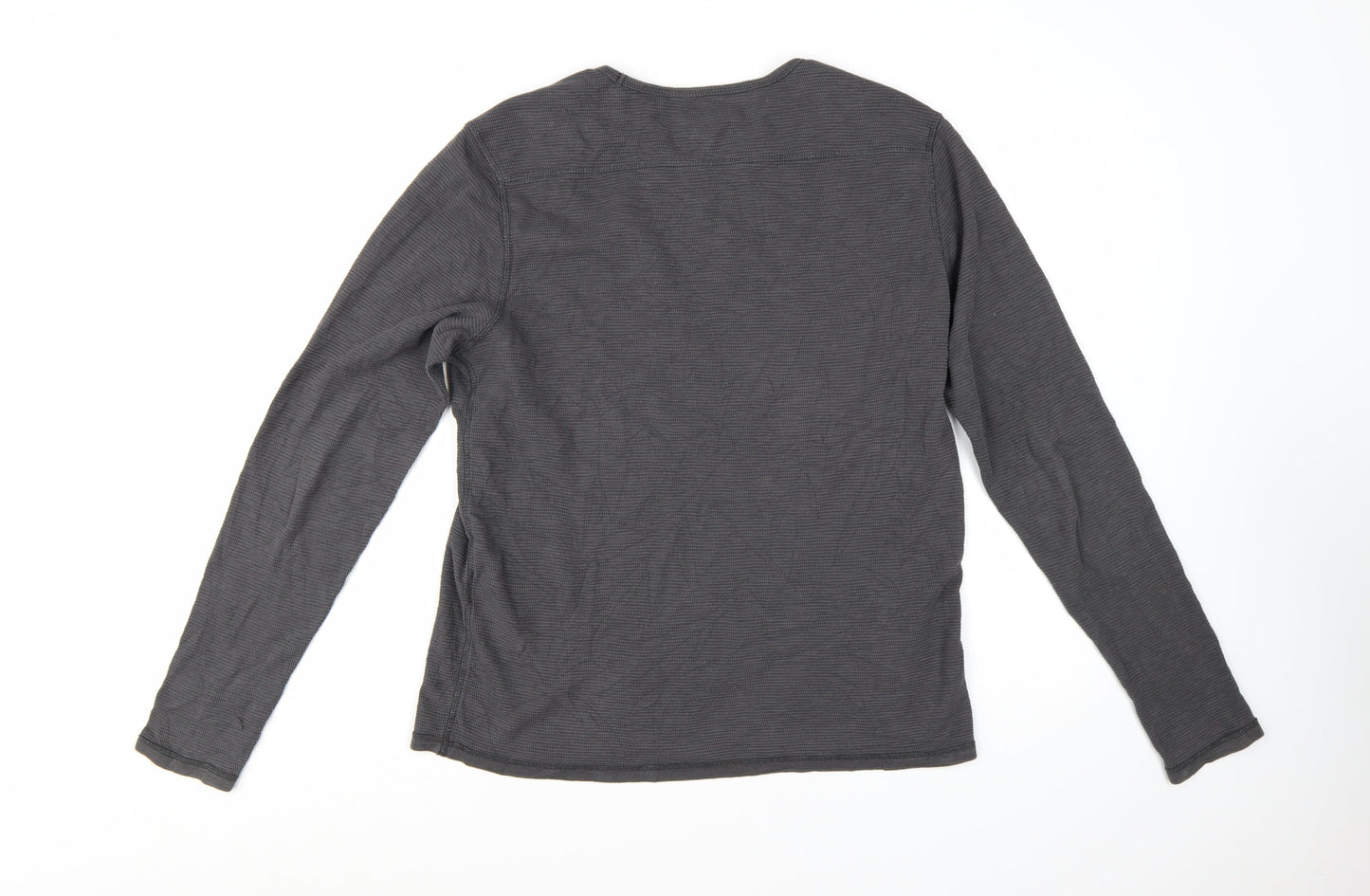 AllSaints Men's Grey Long Sleeve Crew Neck Cotton T-Shirt M