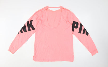 Victoria's Secret Pink Women’s XS Long Sleeve Crew Neck T-Shirt – Pink Cotton