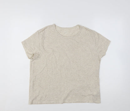 GAP Women’s Beige Striped Short Sleeve Cotton Blend T-Shirt Size 2XL