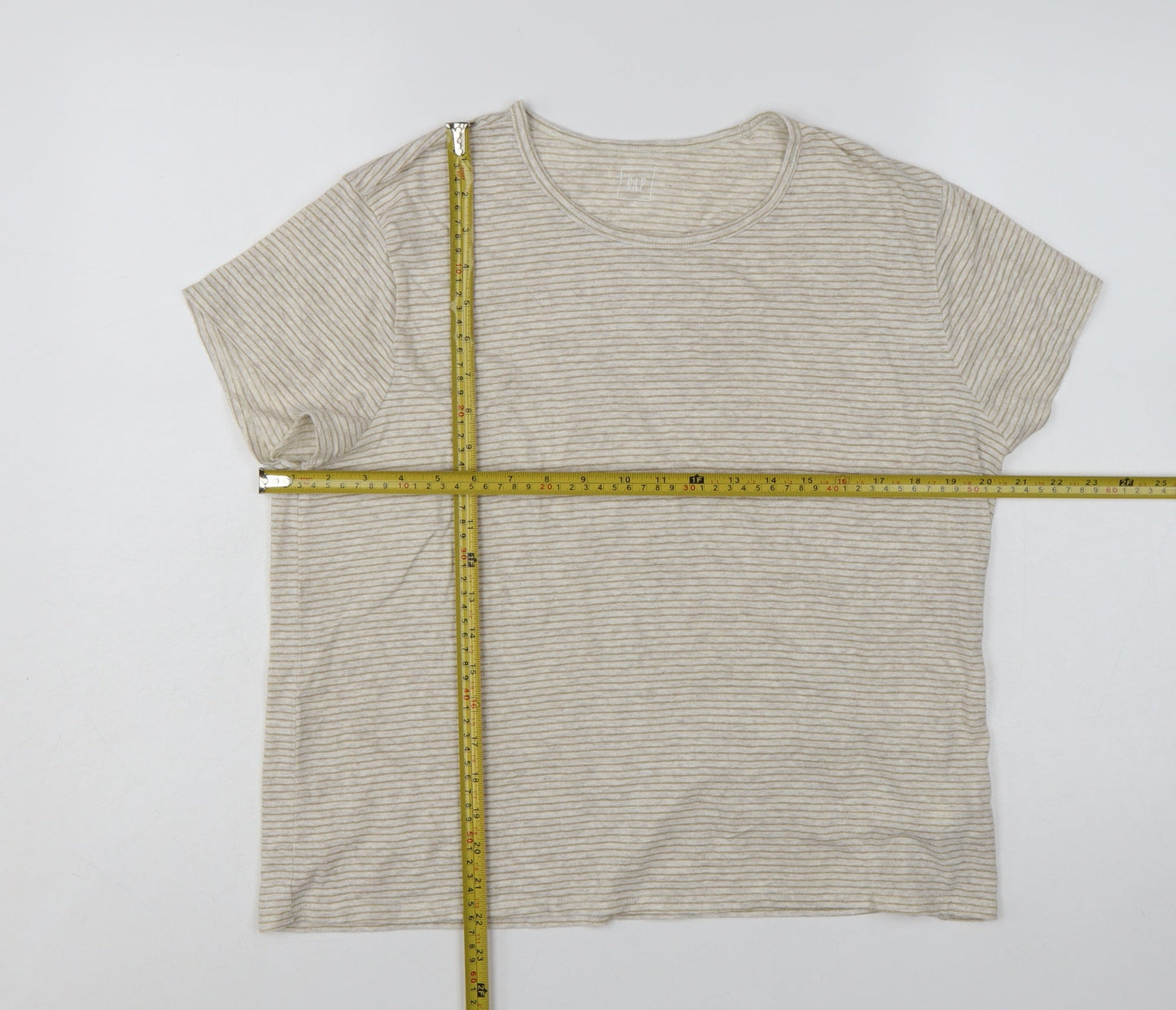 GAP Women’s Beige Striped Short Sleeve Cotton Blend T-Shirt Size 2XL