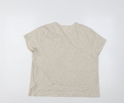 GAP Women’s Beige Striped Short Sleeve Cotton Blend T-Shirt Size 2XL