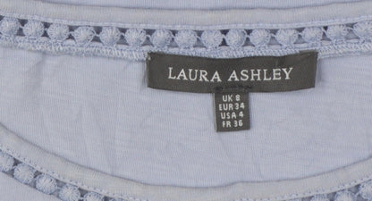 Laura Ashley Women's Blue Cotton 3/4 Bell Sleeve Tunic Blouse UK 8