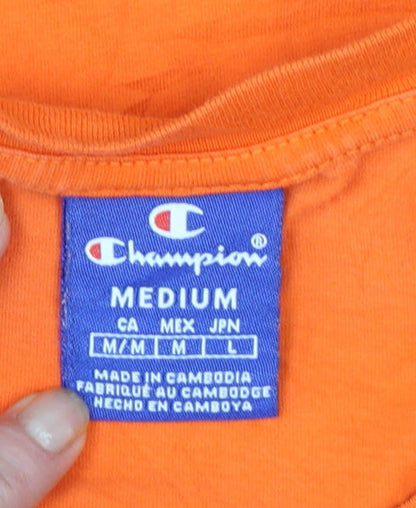 Champion Men's Orange Embroidered Logo Short Sleeve T-Shirt Size M