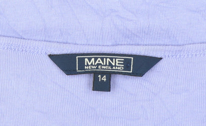 Maine New England Women's Purple 3/4 Sleeve V-Neck Cotton T-Shirt Size 14