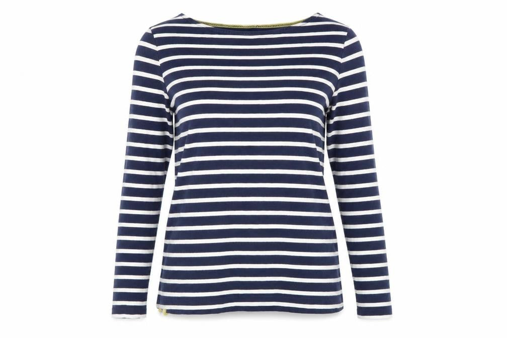 Boden Women Blue Striped Long Sleeve Cotton T-Shirt UK 10