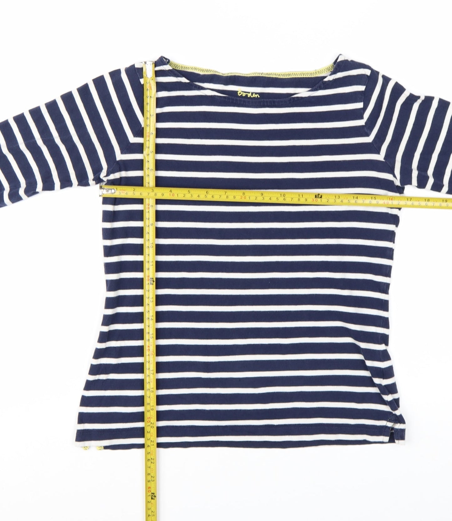 Boden Women Blue Striped Long Sleeve Cotton T-Shirt UK 10