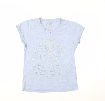Guinness Women’s Blue V-Neck Short Sleeve Cotton T-Shirt Size M