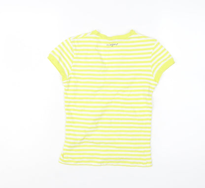 Cinque Women's Yellow Striped V-Neck Stretch T-Shirt XS