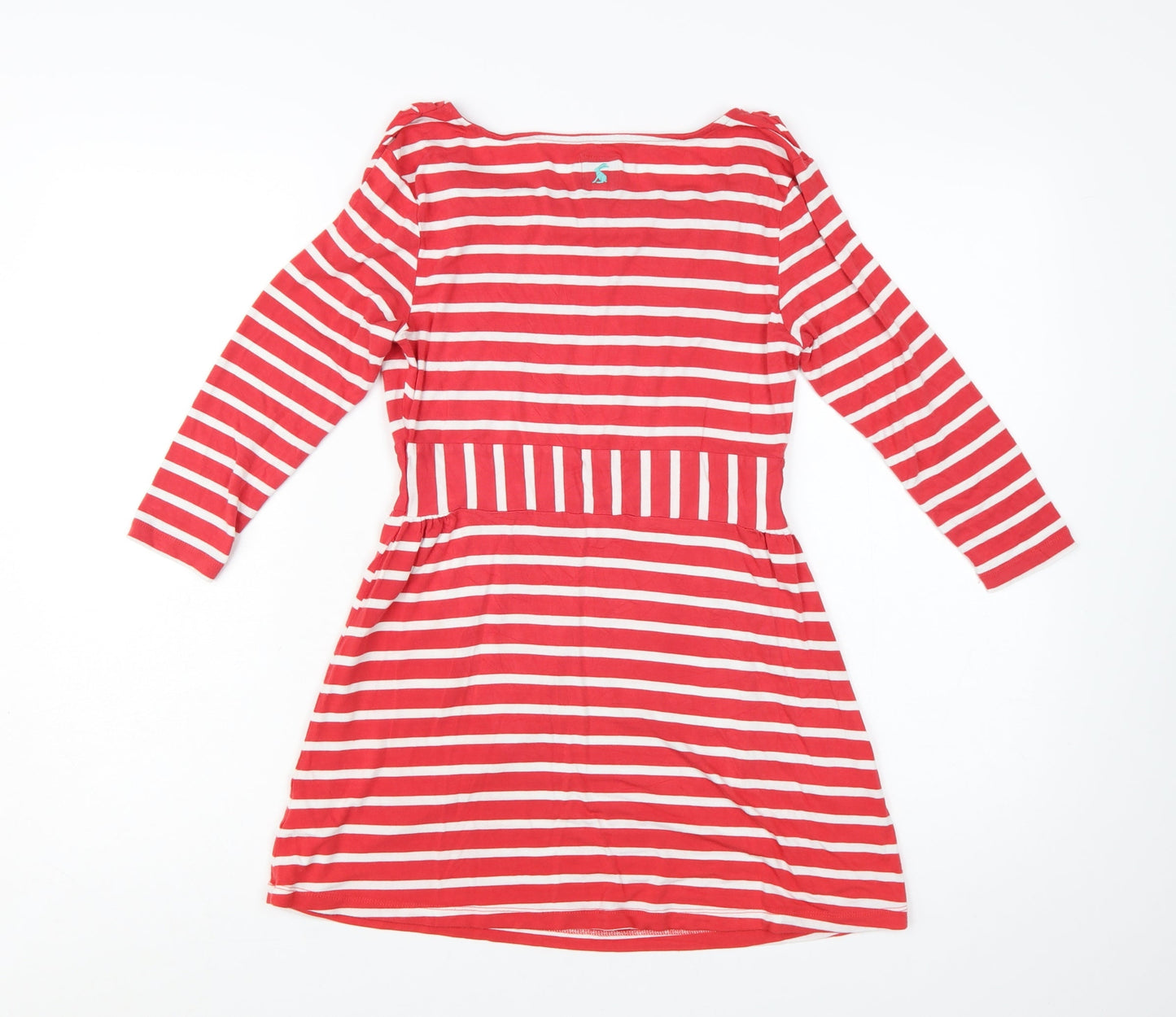 Joules Women Red Stripe Fit & Flare Dress Size 10 Nautical Cotton