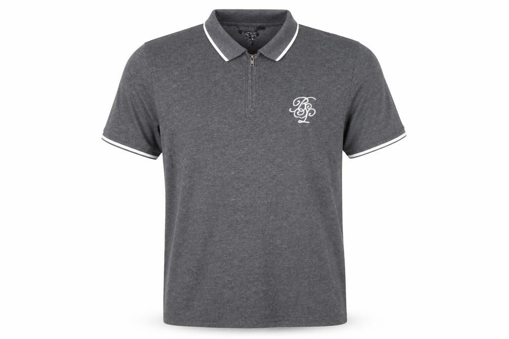 Brave Soul Men's Grey 1/4 Zip Polo Shirt Size L Regular Fit