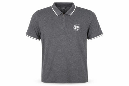 Brave Soul Men's Grey 1/4 Zip Polo Shirt Size L Regular Fit
