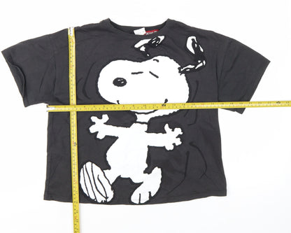 Zara Girls Black Snoopy Peanuts Graphic T-Shirt 13-14 Years