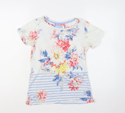 Joules Women’s Multicoloured Floral Striped Cotton T-Shirt Size 6