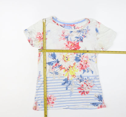 Joules Women’s Multicoloured Floral Striped Cotton T-Shirt Size 6