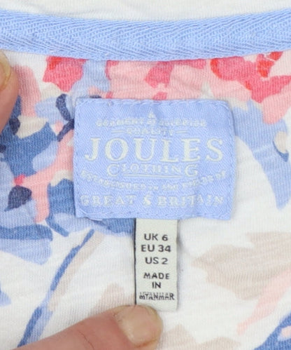 Joules Women’s Multicoloured Floral Striped Cotton T-Shirt Size 6