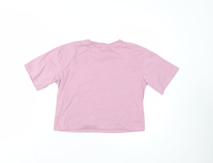 Candy Couture Girls Pink Cropped Graphic T-Shirt 12 Years Rhinestone Detail