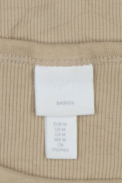 H&M Women’s Beige Basic Short Sleeve Cotton T-Shirt Size 12