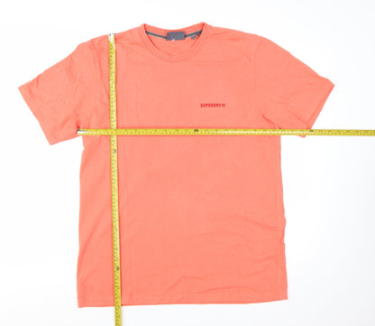 Superdry Men's Orange Cotton Crew Neck Short Sleeve T-Shirt Size L