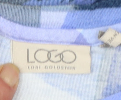 Lori Goldstein Women's Blue Check Lace Hem Tunic Blouse Size M