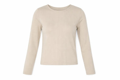 Stradivarius Women Beige Slim Fit Long Sleeve Basic Knit Top Size S