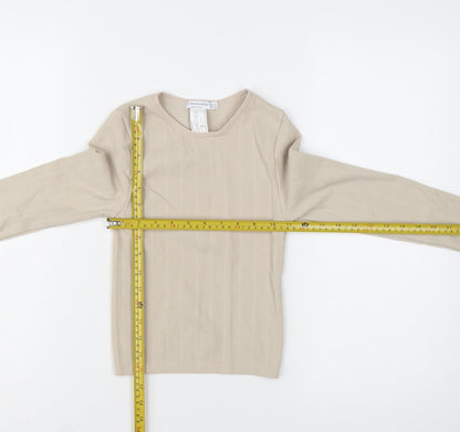 Stradivarius Women Beige Slim Fit Long Sleeve Basic Knit Top Size S