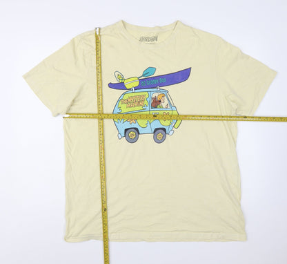 Scooby-Doo Men's Beige Graphic T-Shirt Size L Retro Cartoon Tee
