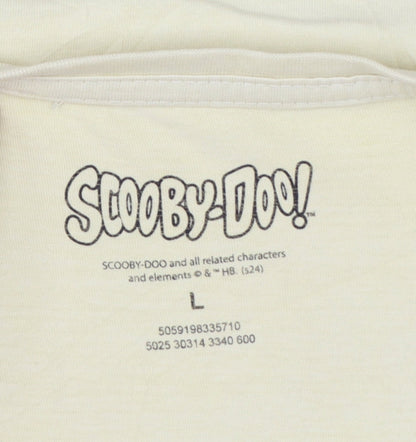 Scooby-Doo Men's Beige Graphic T-Shirt Size L Retro Cartoon Tee