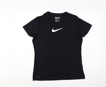 Nike Womens Black Dri-FIT Slim Fit V-Neck Activewear T-Shirt XL