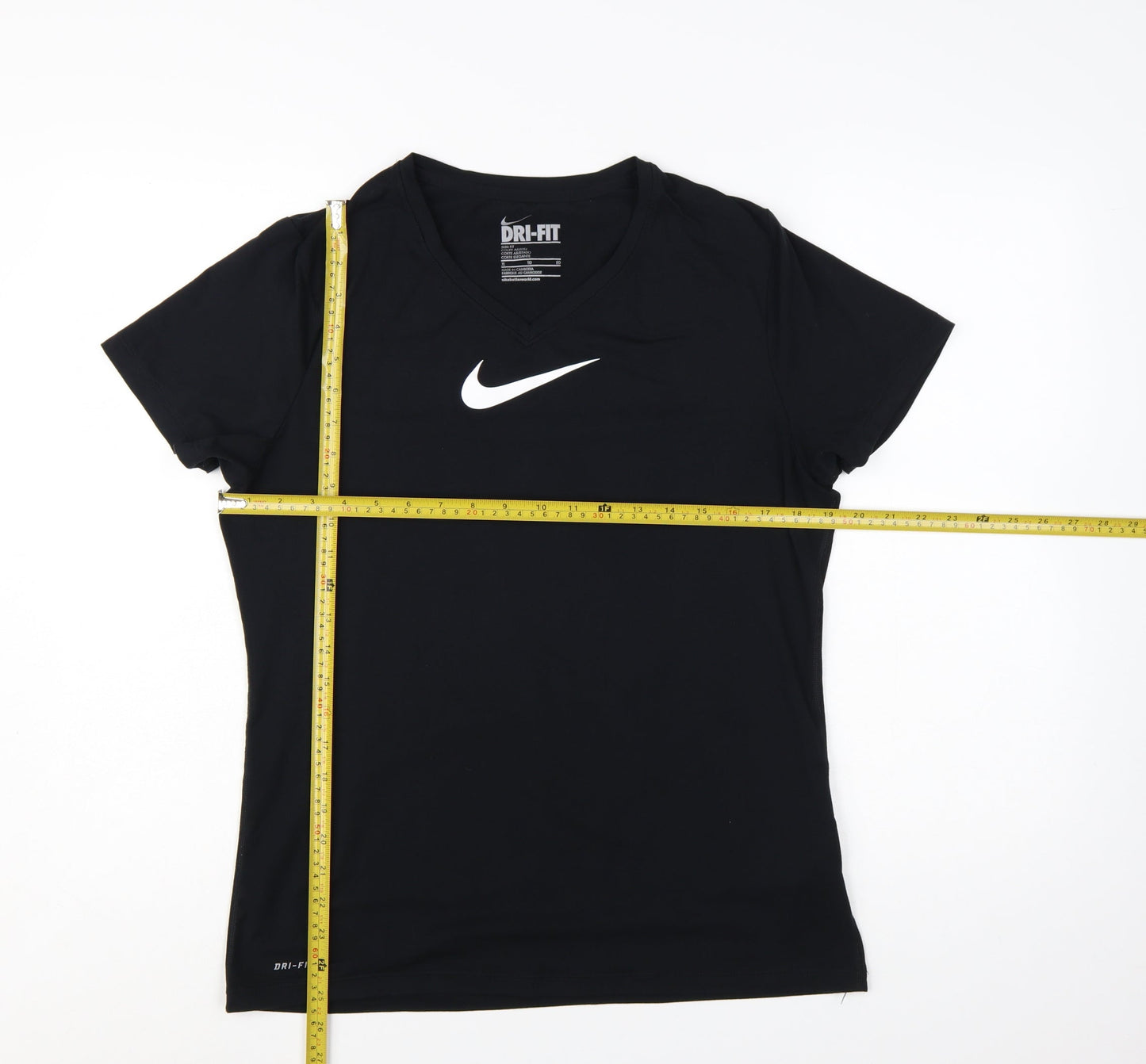 Nike Womens Black Dri-FIT Slim Fit V-Neck Activewear T-Shirt XL