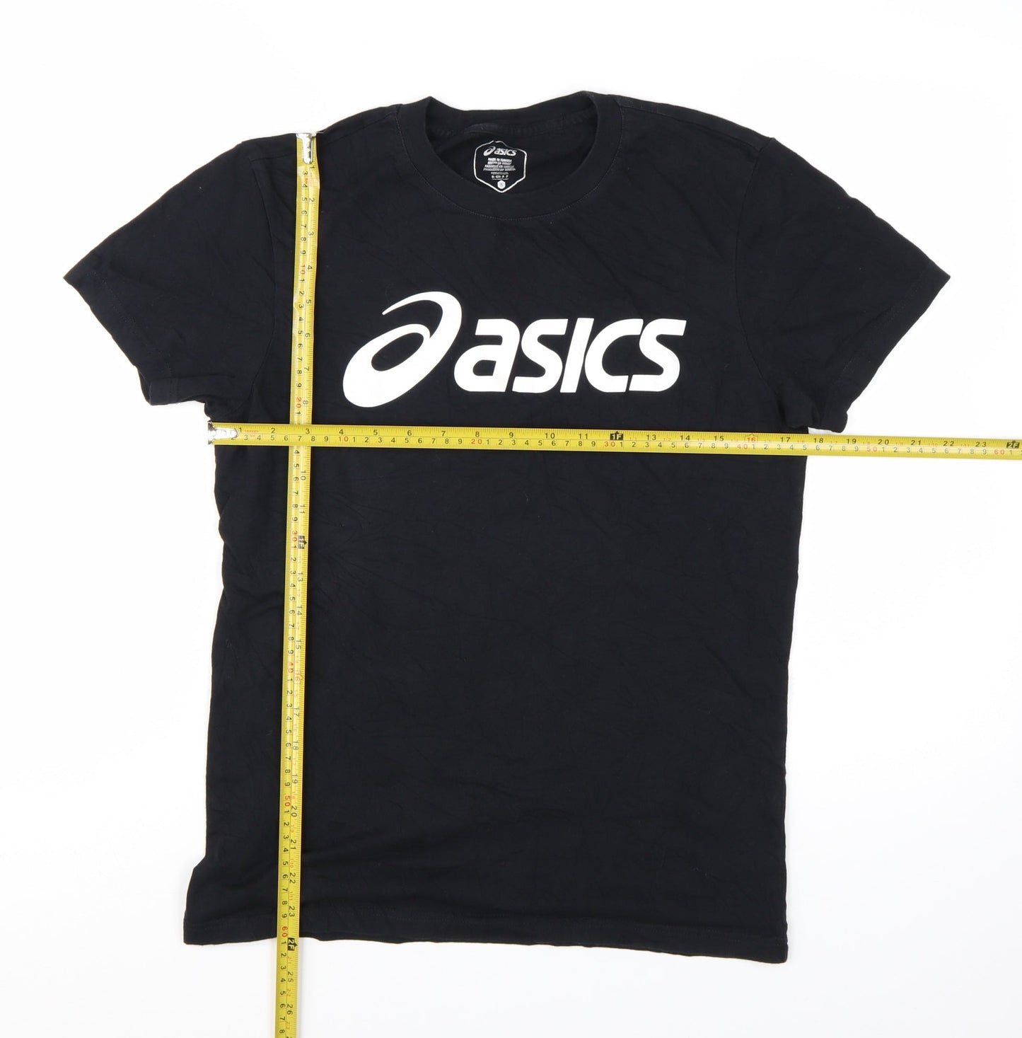 ASICS Womens Black Small Basic Sports Logo Cotton T-Shirt